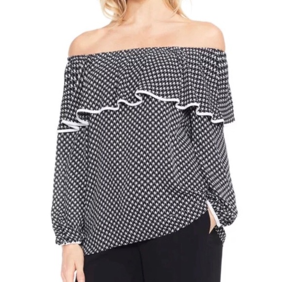 vince camuto ruffle off the shoulder top